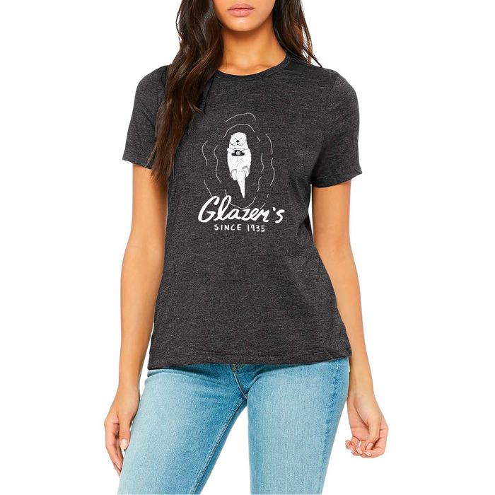 Glazer's Otter Camera T-Shirt Charcoal-Black Triblend - Women's XL