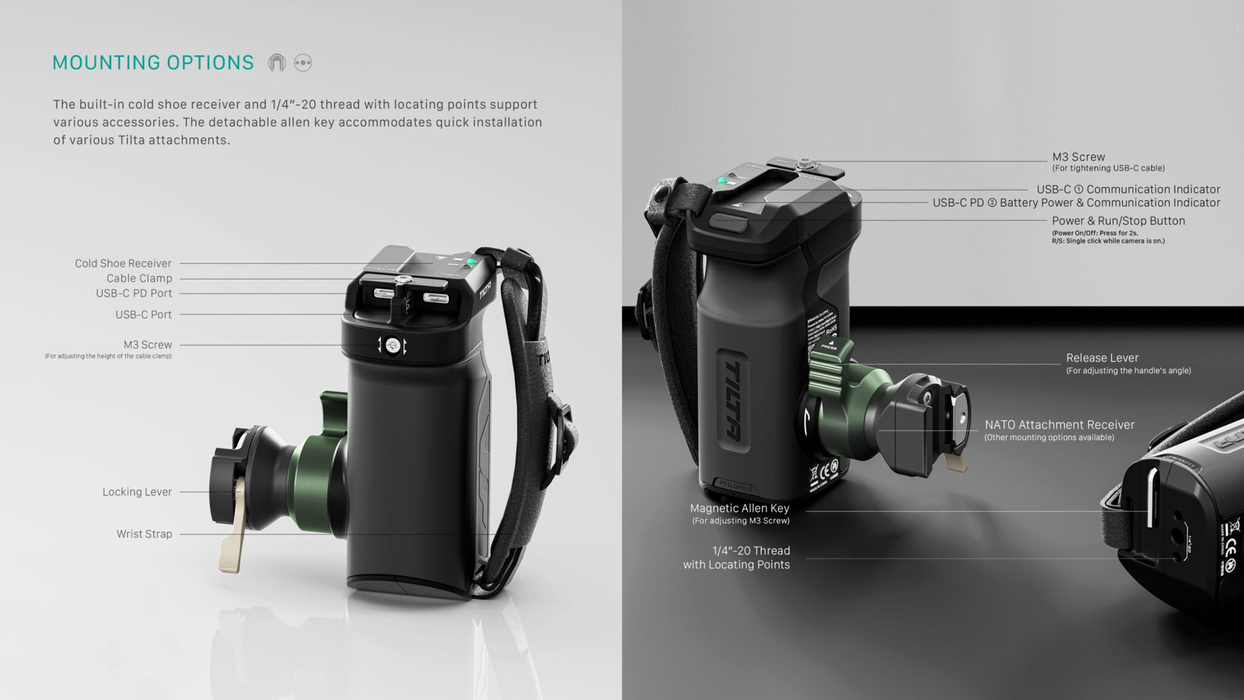 Tilta Left Side PD Handle with Run/Stop Type VIII – Black