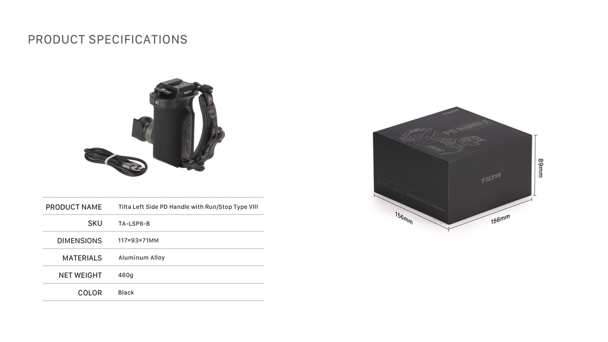 Tilta Left Side PD Handle with Run/Stop Type VIII – Black