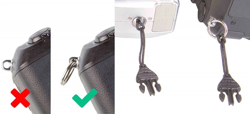 OP/TECH USA Mirrorless Wrist Strap with 3/8" Mini Quick to 1.5mm Mini Quick Disconnect Loop Connector, 11" - Black