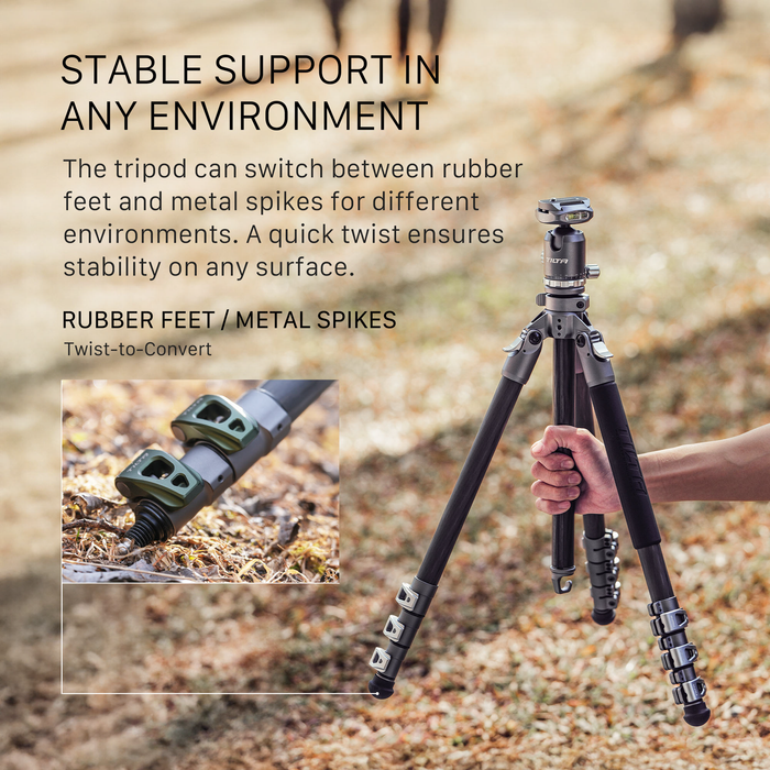 Tilta 3-Stage Carbon Fiber Tripod with BT05 Travel Ball Head (11lbs) - Space Gray