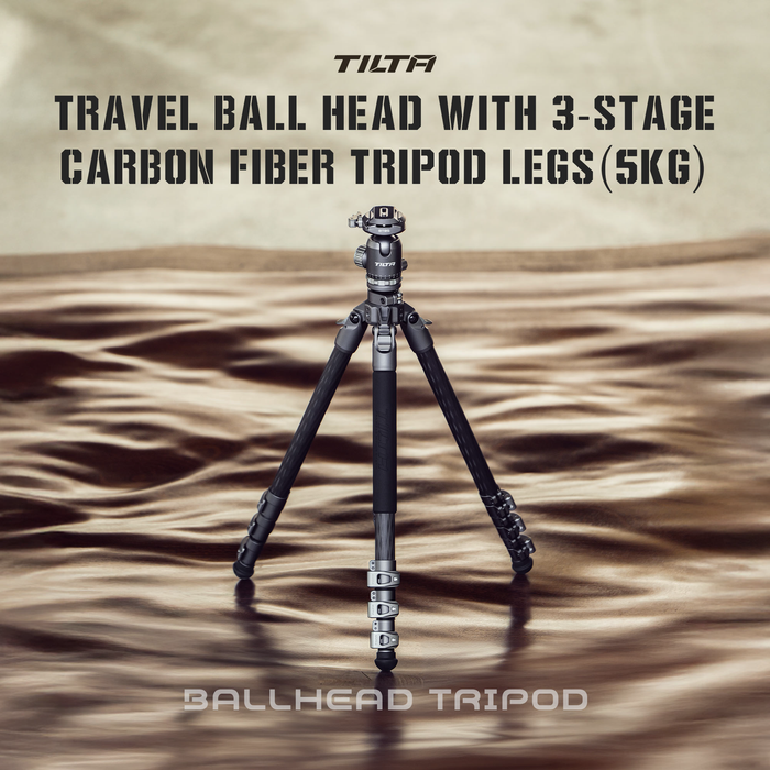 Tilta 3-Stage Carbon Fiber Tripod with BT05 Travel Ball Head (11lbs) - Space Gray
