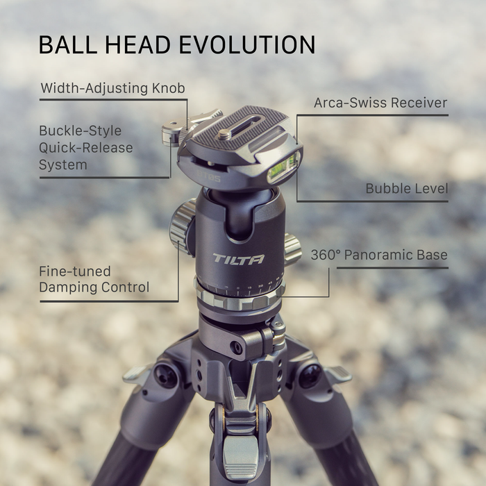 Tilta 3-Stage Carbon Fiber Tripod with BT05 Travel Ball Head (11lbs) - Space Gray