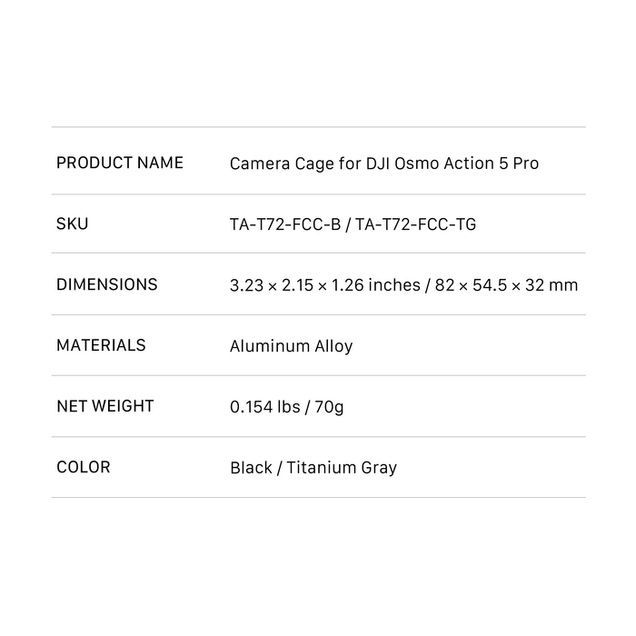 Tilta Full Camera Cage for DJI Osmo Action - Black