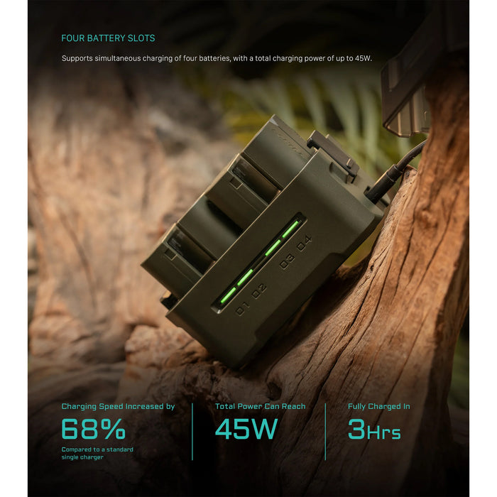 Tilta Portable 4-Bay Charging Station for Panasonic DMW-BLK22 Batteries – Green