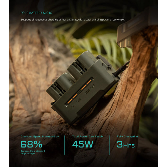 Tilta Portable 4-Bay Charging Station for Canon LP-E6 Batteries – Green