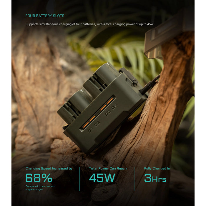 Tilta Portable 4-Bay Charging Station Kit with Canon LP-E6 Batteries (4x) – Green