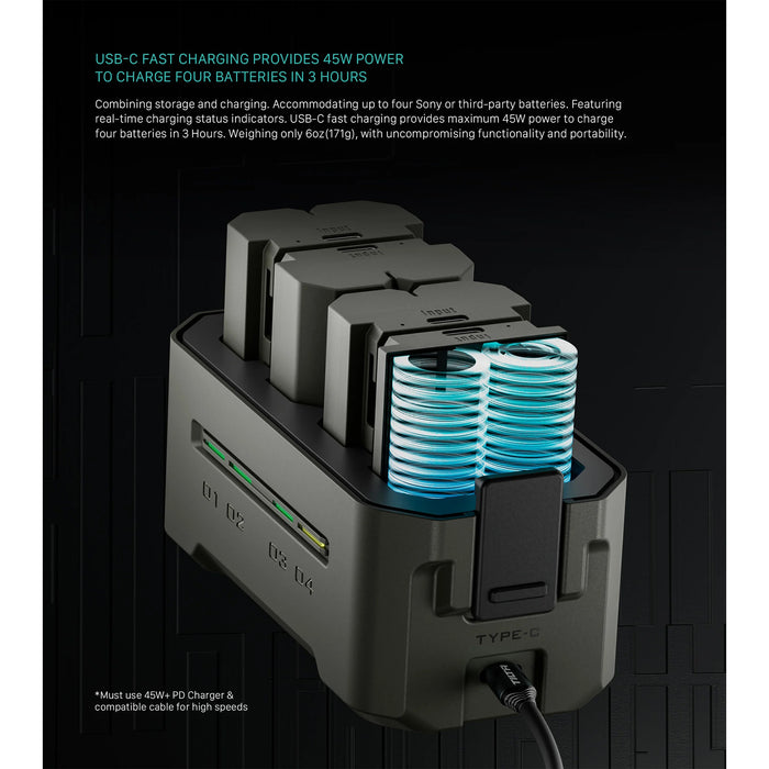 Tilta Portable 4-Bay Charging Station Kit with Sony NP-FZ100 Batteries – Green