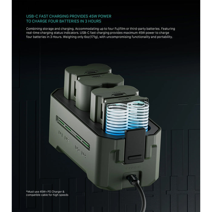 Tilta Portable 4-Bay Charging Station for Fujifilm NP-W235 Batteries – Green