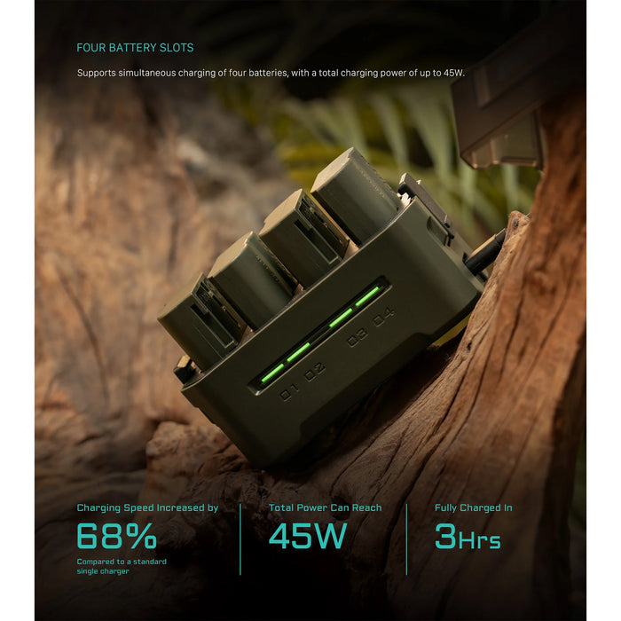 Tilta Portable 4-Bay Charging Station for Nikon EN-EL15C Batteries – Green