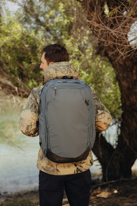45l low profile travel backpack Away Active Convertible in Jet Black light padded foam provides security Peak Design Travel Backpack |