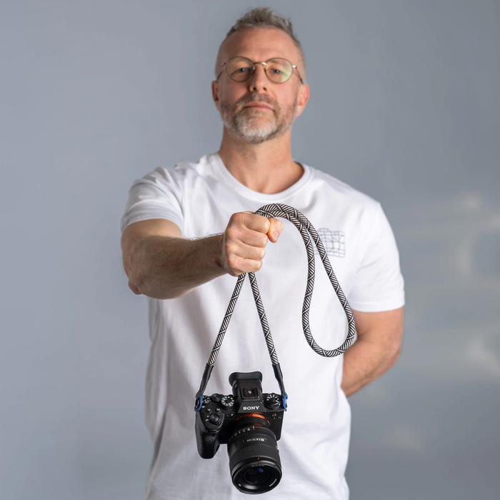 Cooph Rope Camera Strap with Split Ring, 45.3" (115cm) - Beers & Cameras New York (Black Silver)