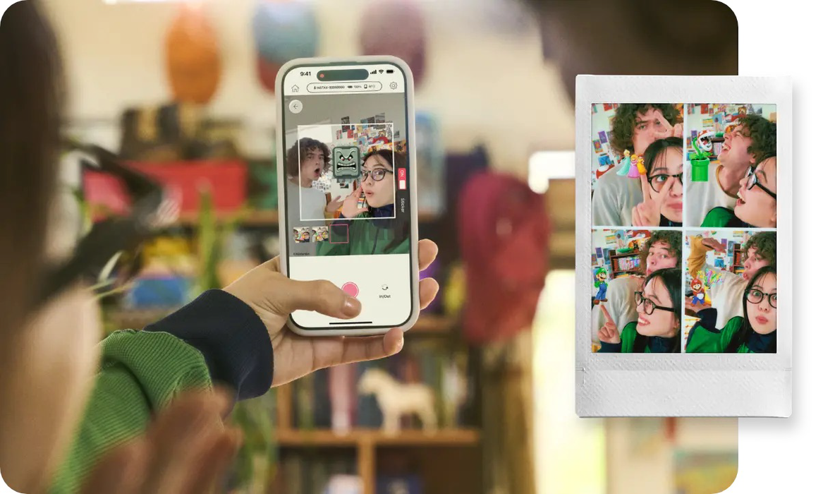 Fujifilm Instax Mini Link 3 Smartphone Printer and "? Block" Design Silicone Case Bundle