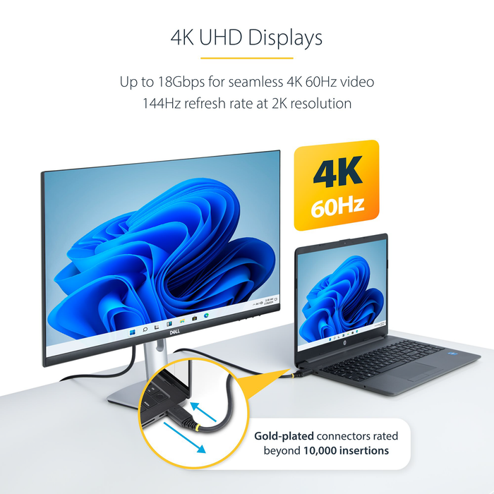 StarTech Premium Certified High Speed 4K 60Hz/1440p 144Hz, HDR10/HDCP 2.2/ARC, 18Gbps, Male to Male UHD 2.0 HDMI Cable - 25ft (7.6m)