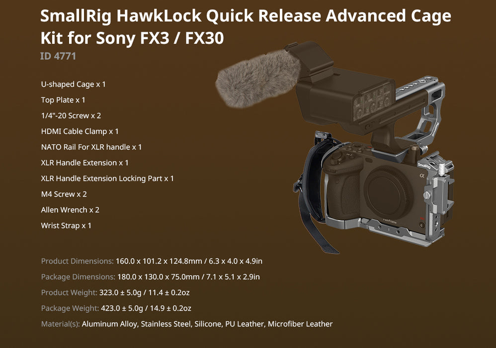 SmallRig HawkLock Quick Release Advanced Cage Kit for Sony FX3 & FX30 4771