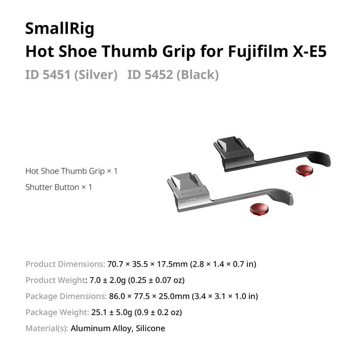 SmallRig Thumb Grip for Fujifilm X-E5 5451 - Silver