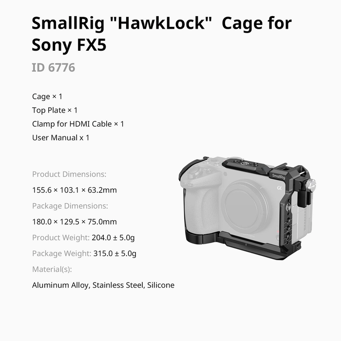 SmallRig HawkLock Cage for Sony FX5 6776