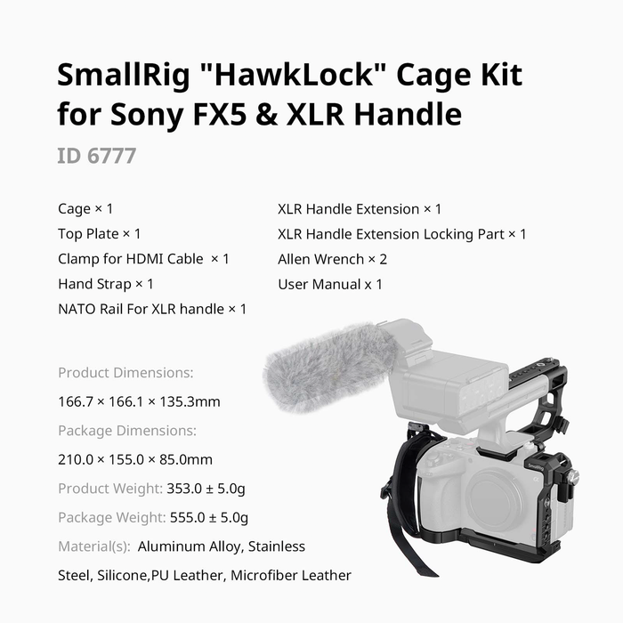 SmallRig HawkLock Cage Kit for Sony FX5 & XLR Handle 6777