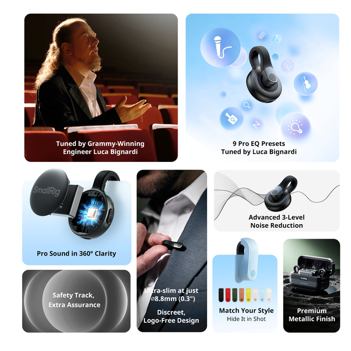 SmallRig S70 Ultra Thin Invisible Wireless Microphone for Phone & Camera (2+2) 5715
