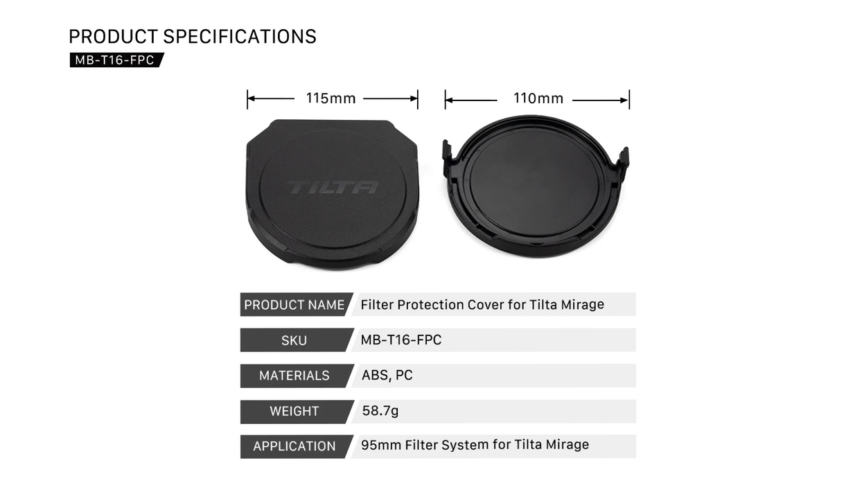 Tilta Filter Protection Cover for Tilta Mirage