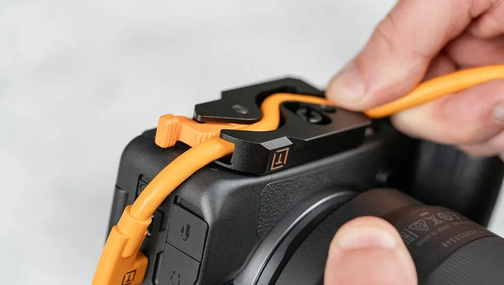 Tether Tools LeverLock & Cable Kit, Optima 10G, Straight to Right, Cable Ties, 15' - High-Visibility Orange