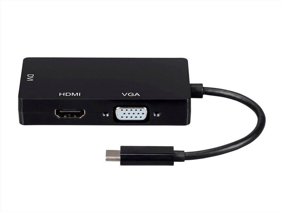 Monoprice USB-C to 4K HDMI, Single Link DVI, VGA Adapter - Black