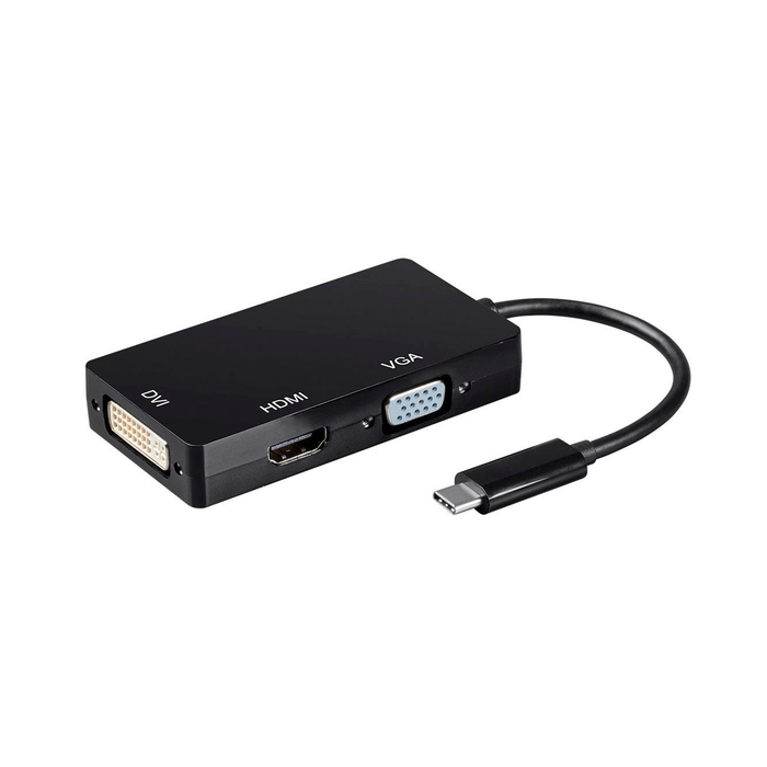 Monoprice USB-C to 4K HDMI, Single Link DVI, VGA Adapter - Black
