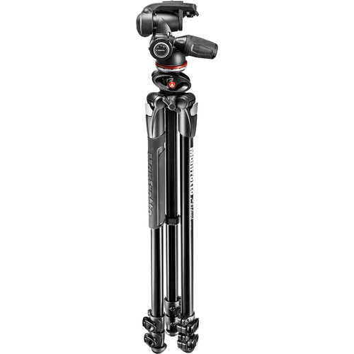 Manfrotto 290 DUAL Kit, Aluminum 3 sec. tripod w/ 90°column and 3W head