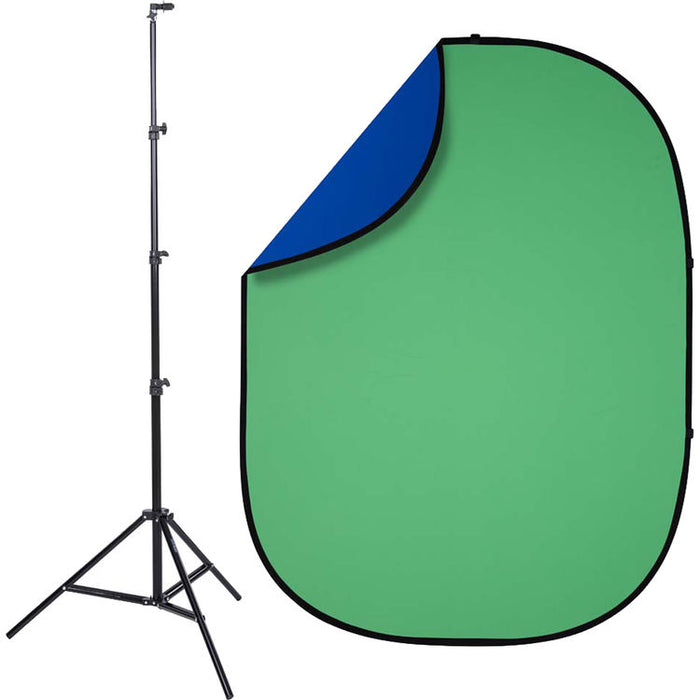 Studio Essentials Pop-Up Reversible Background Kit (5 x 6.5', Chroma Green/Blue)