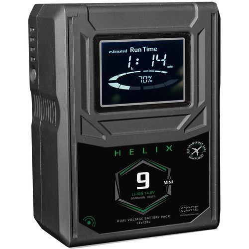 CoreSWX Helix 9 Mini Dual Voltage (14v/28v) Output 98wh 14.8V V-Mount Hi-Draw Li-ion Battery Brick