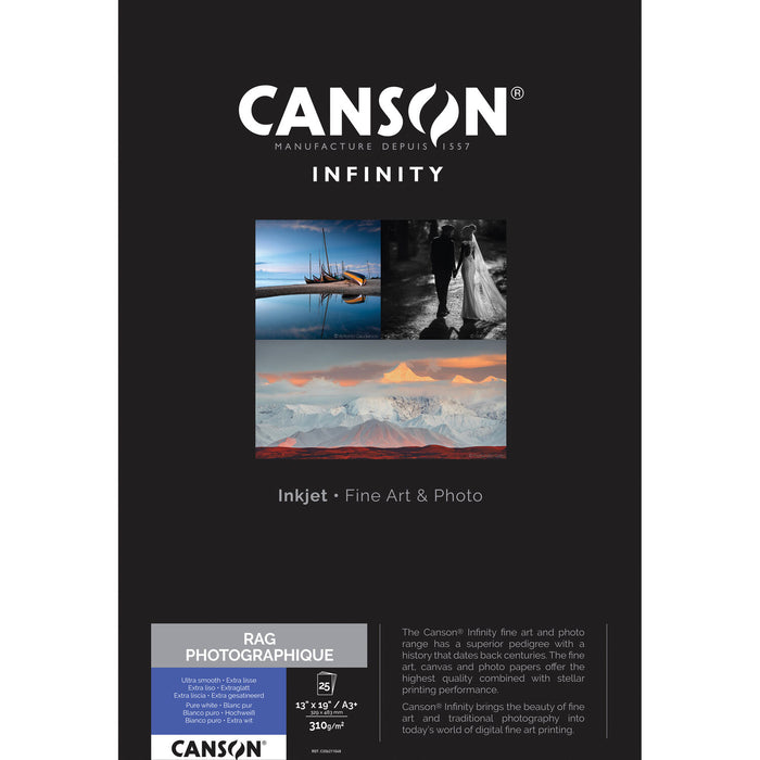 Canson Infinity Rag Photographique Paper, 310 gsm, 13 x 19" - 25 Sheets