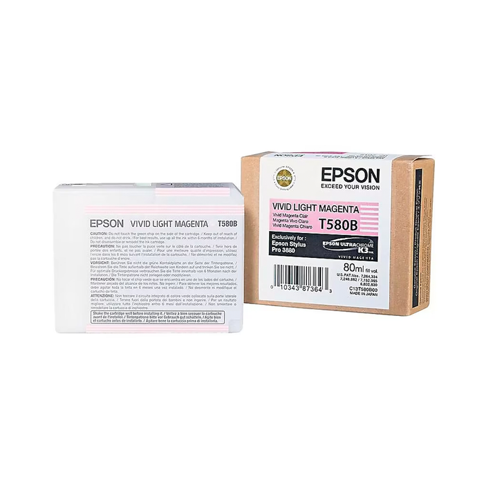 Epson T580B UltraChrome K3 Vivid Light Magenta Ink Cartridge for Stylus Pro 3880 Printers - 80mL