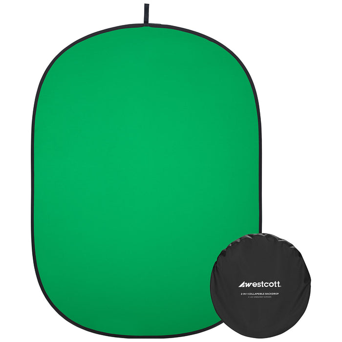 Westcott Collapsible 2-in-1 Gray & Green Screen Backdrop - 5' x 6.5'