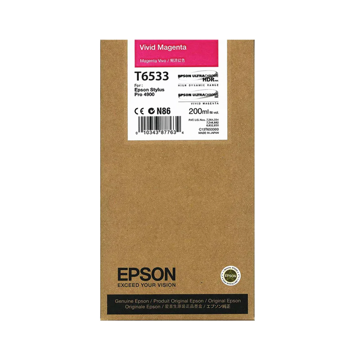 Epson T653300 UltraChrome HDR Vivid Magenta Ink Cartridge for Stylus Pro 4900 Printers - 200mL