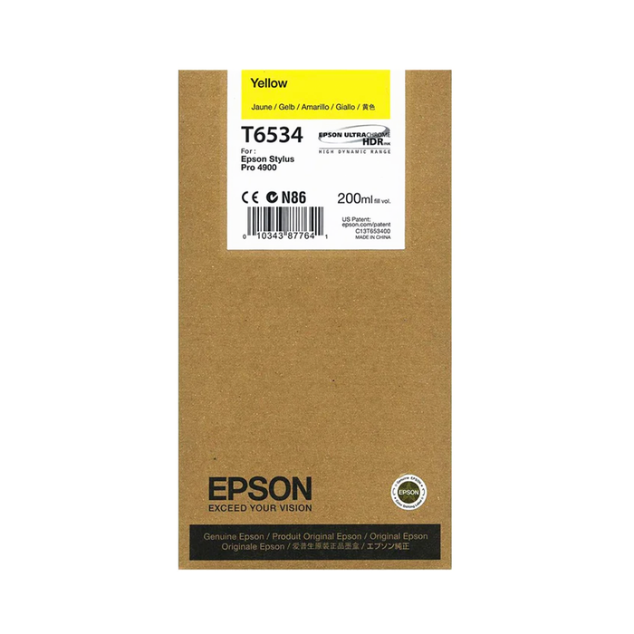 Epson T653400 UltraChrome HDR Yellow Ink Cartridge for Stylus Pro 4900 Printers - 200mL
