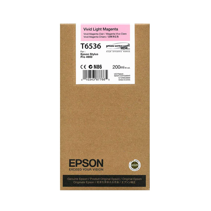 Epson T653600 UltraChrome HDR Vivid Light Magenta Ink Cartridge for Stylus Pro 4900 Printers - 200mL