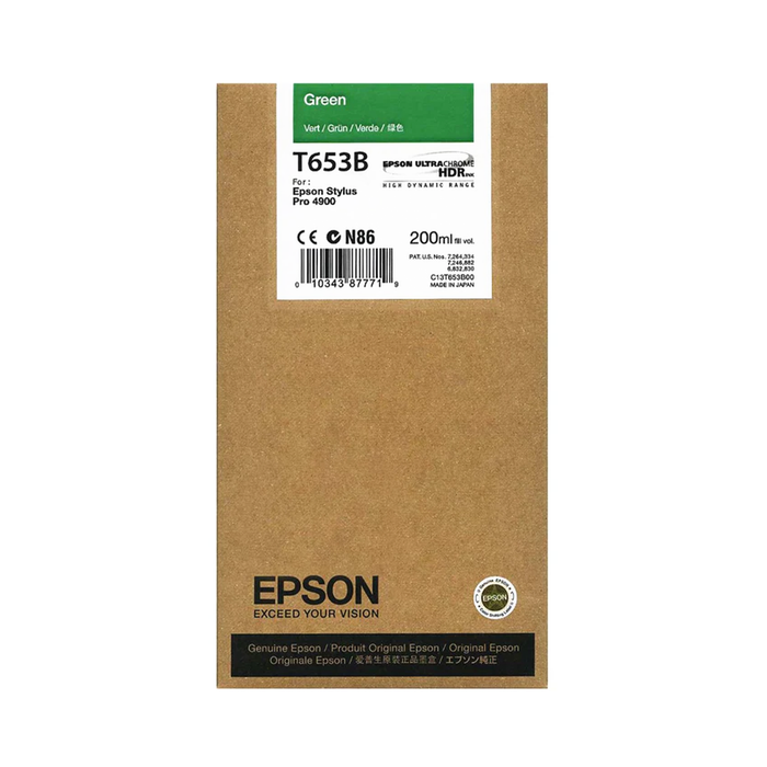 Epson T653B00 UltraChrome HDR Green Ink Cartridge for Stylus Pro 4900 Printers - 200mL