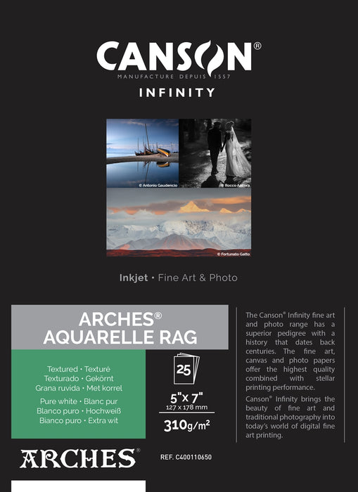 Canson Infinity Arches Aquarelle Rag Paper, 5 x 7" - 25 Sheets