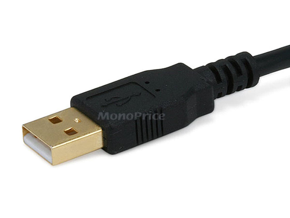 Monoprice USB-A to Mini-B 2.0 Cable - 5-Pin, 28/24AWG, Gold Plated, Black, 1.5ft