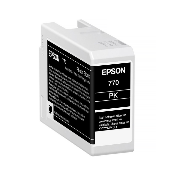 Epson T770 UltraChrome PRO10 Photo Black Ink Cartridge for SureColor P700 Printer - 25mL