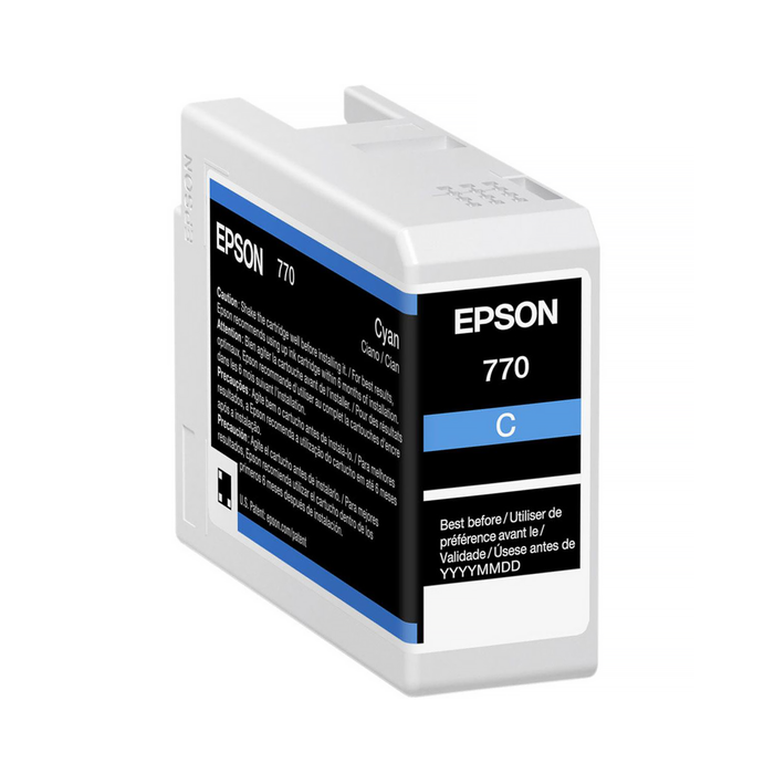 Epson T770 UltraChrome PRO10 Cyan Ink Cartridge for SureColor P700 Printer - 25mL
