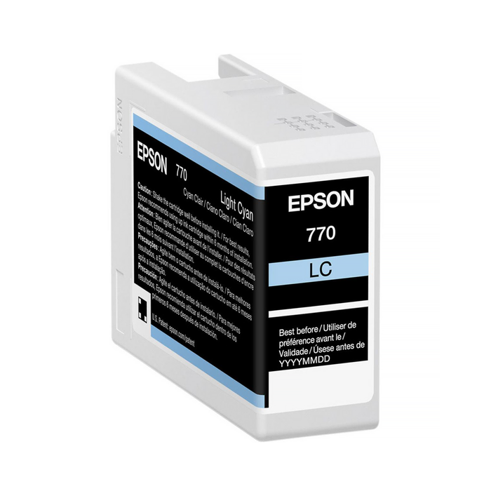 Epson T770 UltraChrome PRO10 Light Cyan Ink Cartridge for SureColor P700 Printer - 25mL