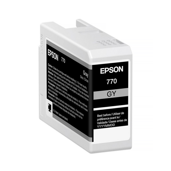 Epson T770 UltraChrome PRO10 Gray Ink Cartridge for SureColor P700 Printer - 25mL