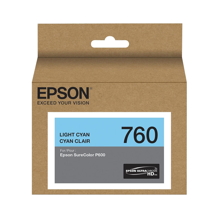 Epson T760 UltraChrome HD Light Cyan Ink Cartridge for SureColor P600 Printer