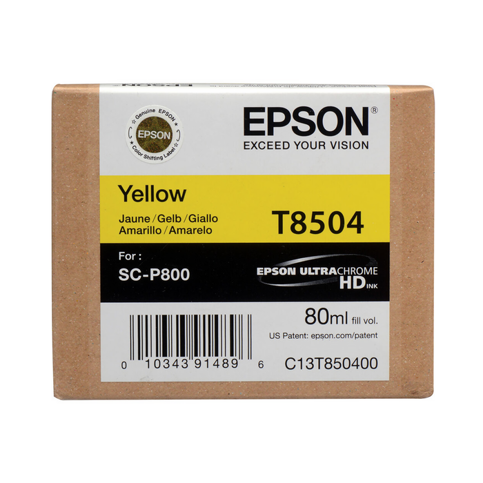 Epson T850400 UltraChrome HD Yellow Ink Cartridge for SureColor P800 Printer - 80mL