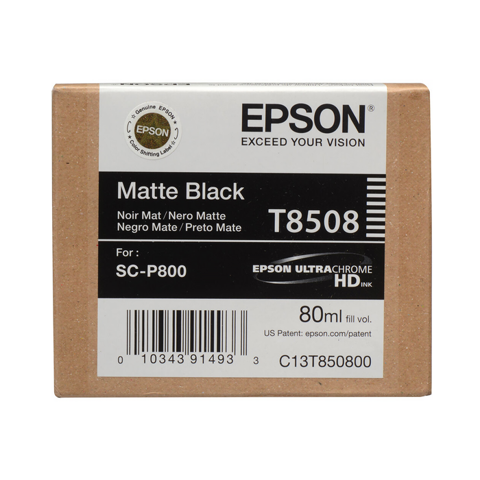 Epson T850800 UltraChrome HD Matte Black Ink Cartridge for SureColor P800 Printer - 80mL
