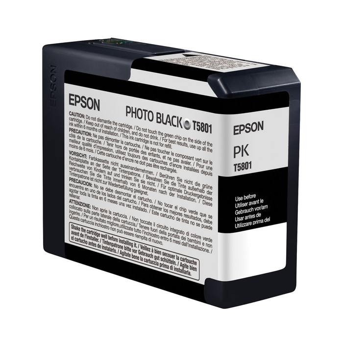 Epson T5801 UltraChrome K3 Photo Black Ink Cartridge for Stylus Pro 3800 and 3880 Printers - 80mL