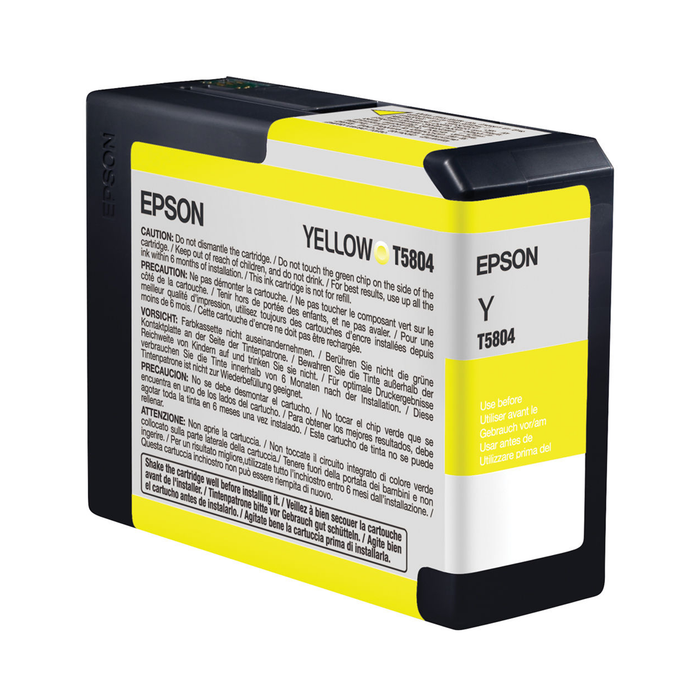 Epson T5804 UltraChrome K3 Yellow Ink Cartridge for Stylus Pro 3800 and 3880 Printers - 80mL