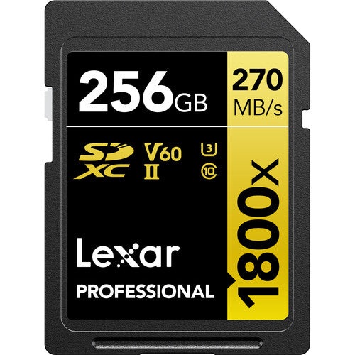 Lexar 256GB Professional 1800x SDXC UHS-II GOLD Series Memory Card