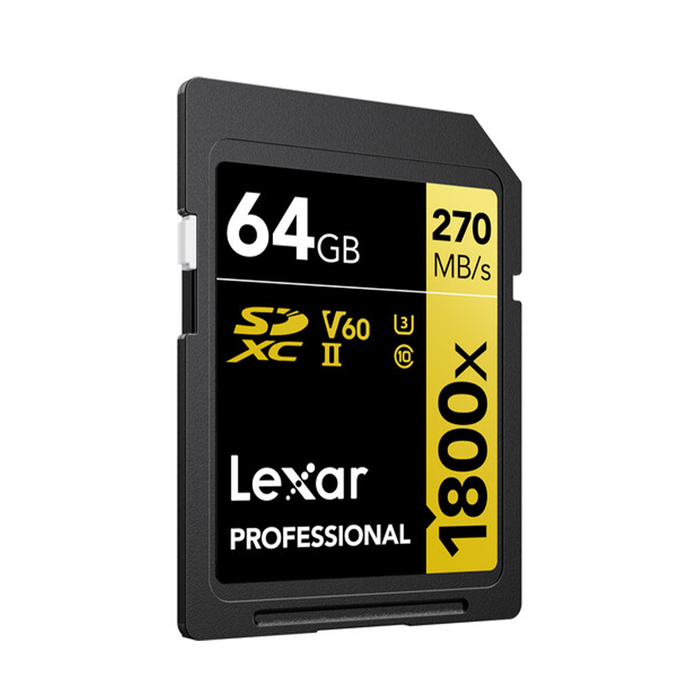 Lexar 64GB Professional 1800x SDXC UHS-II GOLD Series Memory Card
